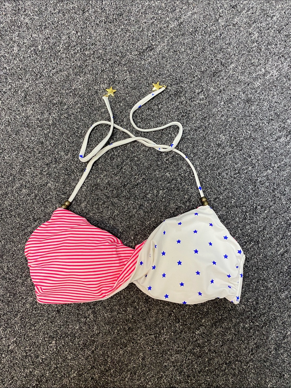 Victoria's Secret Pink & White Star-Print Mix-Match Bikini Top